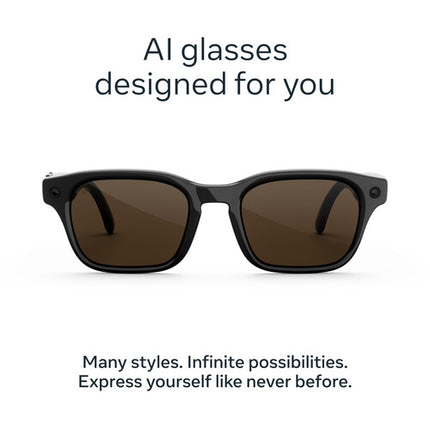 Meta Adventurer Gafas Grandes Marco Negro Lente Marrón 32GB 12MP Cámara Estuche Plegable