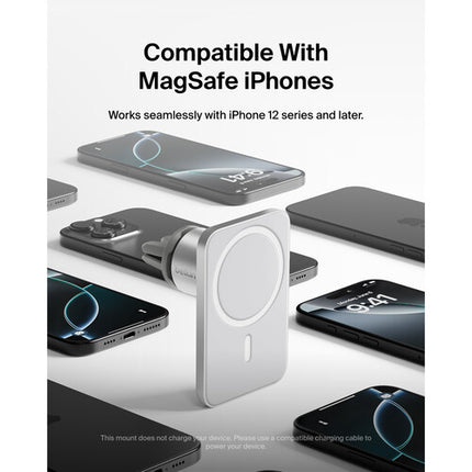 Belkin Magnetic Car Vent Mount Pro Soporte Magnético para Auto Plata compatible MagSafe y con gestión de cables