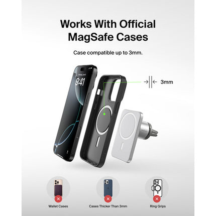 Belkin Magnetic Car Vent Mount Pro Soporte Magnético para Auto Plata compatible MagSafe y con gestión de cables