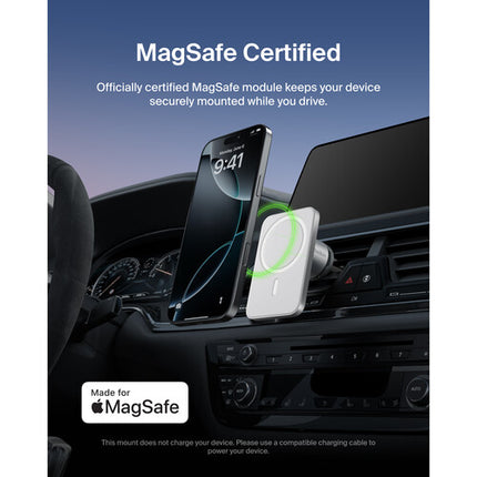 Belkin Magnetic Car Vent Mount Pro Soporte Magnético para Auto Plata compatible MagSafe y con gestión de cables