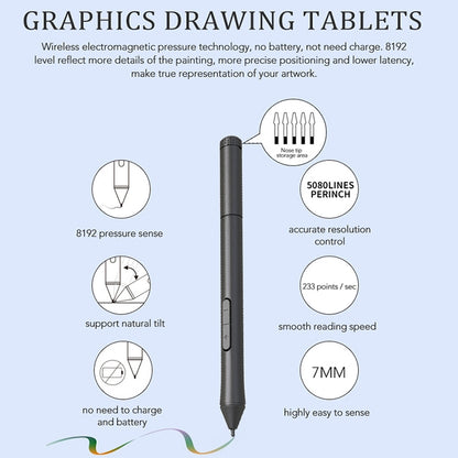 10Moons T503 Tableta Gráfica Lápiz Pasivo 8192 Niveles