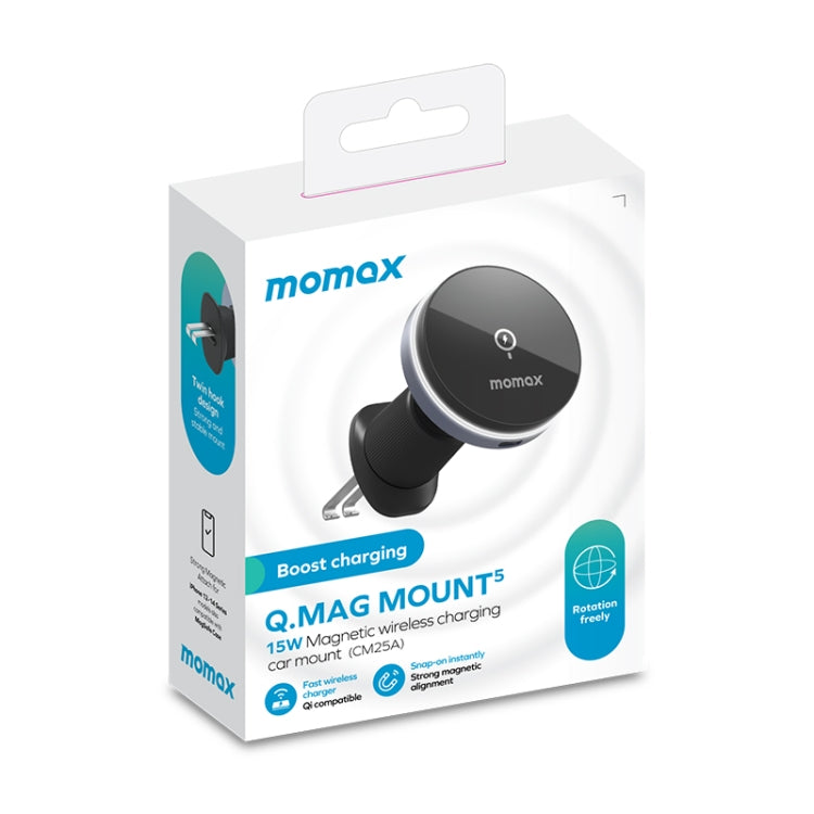 MOMAX CM25A Cargador Inalámbrico Magnético Para Coche 15W