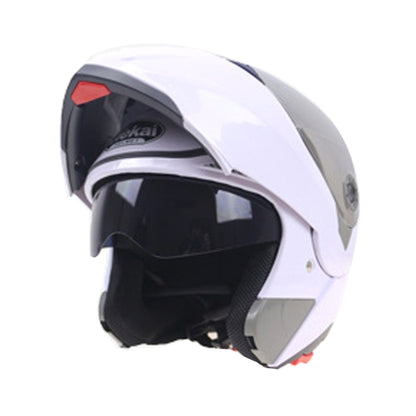 JIEKAI 105 Casco Integral Doble Lente XL Blanco Plateado