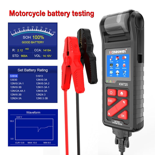 KONNWEI KW720 Probador De Batería Para Coche 6V24V Impresora