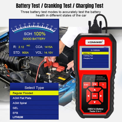 KONNWEI KW870 Diagnóstico OBD2 y Probador de Batería 2 en 1