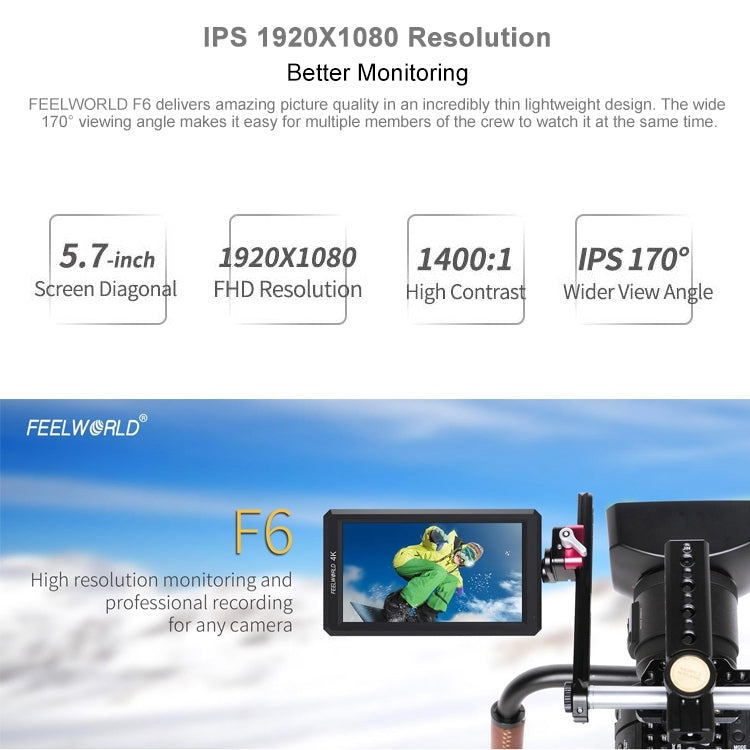 FEELWORLD F6 Monitor de Campo IPS HDMI para Cámara