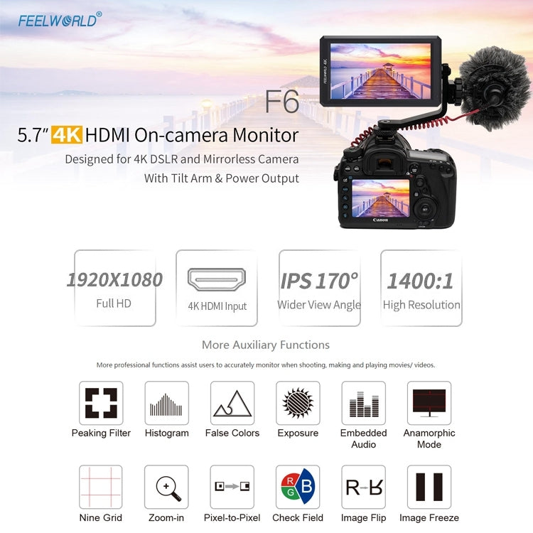 FEELWORLD F6 Monitor de Campo IPS HDMI para Cámara