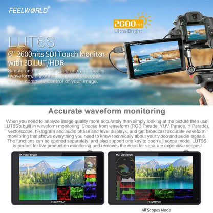 FEELWORLD LUT6S Monitor De Campo 6 Pulgadas IPS 2600 Nits