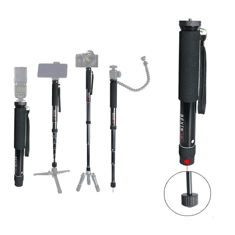 BEXIN P308 Monopié Soporte DSLR Extensible 160 Cm Portátil