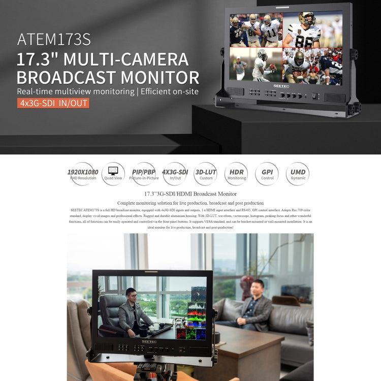 SEETEC ATEM173S Monitor 17,3 Pulgadas Transmisión 3G SDI