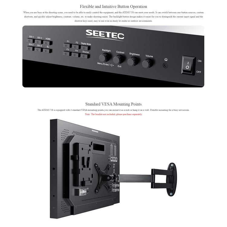 SEETEC ATEM173S Monitor 17,3 Pulgadas Transmisión 3G SDI