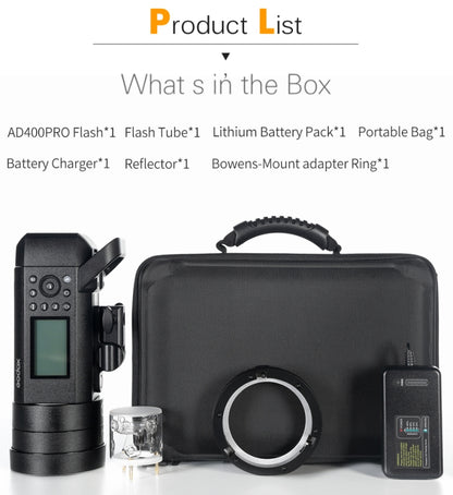 Godox AD400 Pro Speedlite Inalámbrico 2.4 GHz Exterior