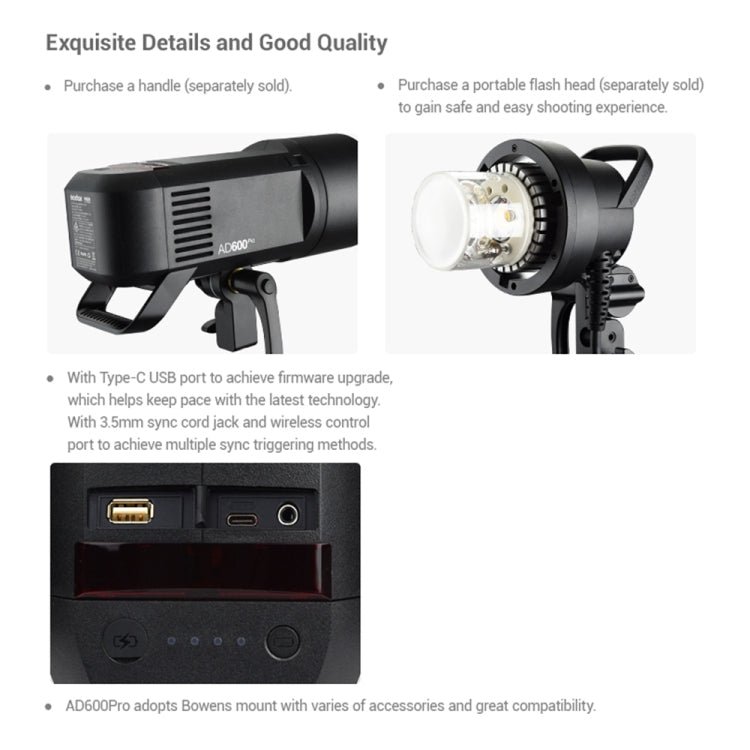 Godox AD600 Pro WITSTRO 600Ws Flash Inalámbrico 2.4GHz