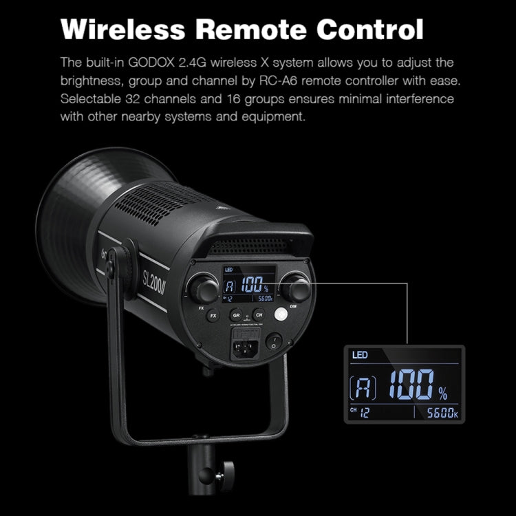 Godox SL200II Luz LED de Estudio 200W 5600K Silenciosa