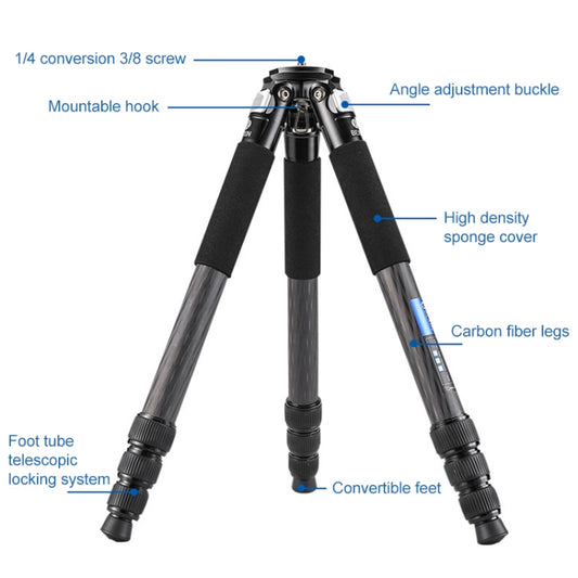 BEXIN RC334 Trípode Cámara Carbono Ligero Portátil Plegable
