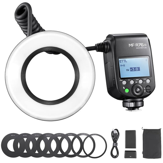 Godox MF-R76N ITTL Macro Ring Flash Nikon Lighting for Macro Closeup