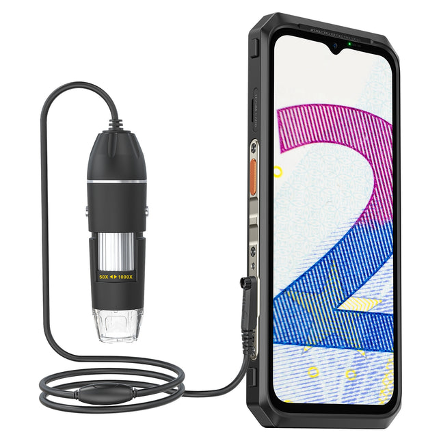 Ulefone uSmart C01 Microscopio Digital con aumento 50X-1000X y 8 LEDs ajustables con soporte y calibrador