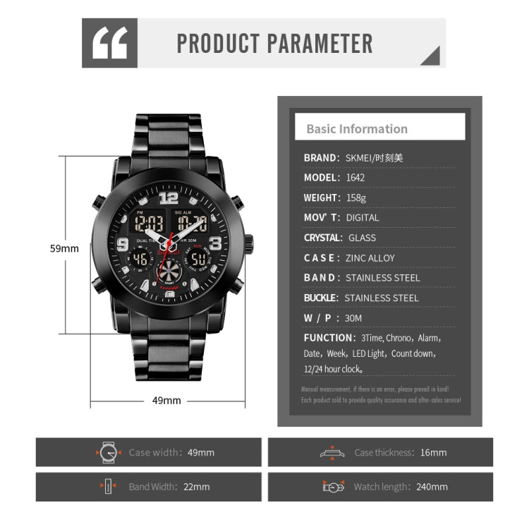 SKMEI 1642 Reloj Digital Pantalla Iluminada Estilo Urbano