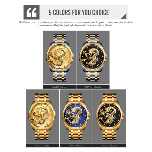 SKMEI 9193 Reloj Cuarzo Luminoso Calendario Dragón