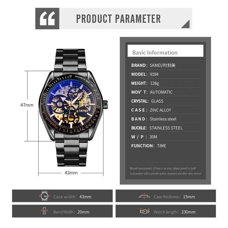 SKMEI 9194 Reloj Mecánico Automático Resistente 30m