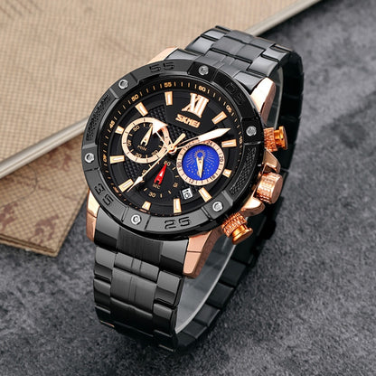 SKMEI 9235 Reloj Cronómetro Lunar Acero Inoxidable 30m