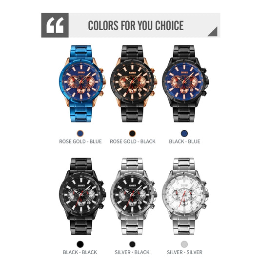 SKMEI 9241 Reloj Cronómetro Calendario Correa Acero