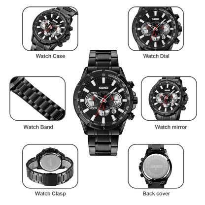SKMEI 9241 Reloj Cronómetro Calendario Correa Acero