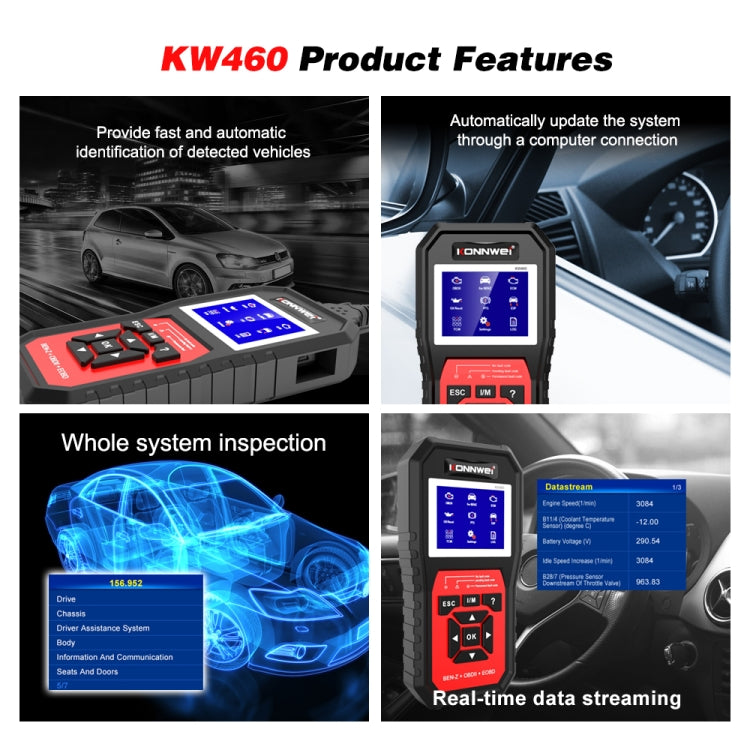 KONNWEI KW460 Diagnóstico Automotriz Lectura Códigos 12V