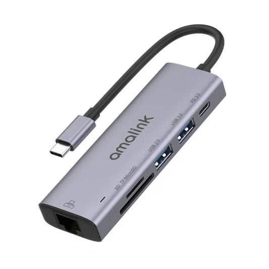 Amalink 95122D Hub USB C RJ45 2 USB PD 3.0 Carga 85W