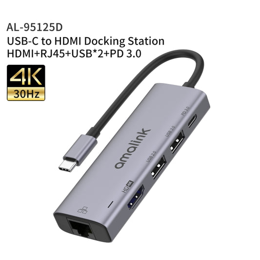 Amalink 95125D USB C Hub HDMI RJ45 2 USB 4K Multifuncion