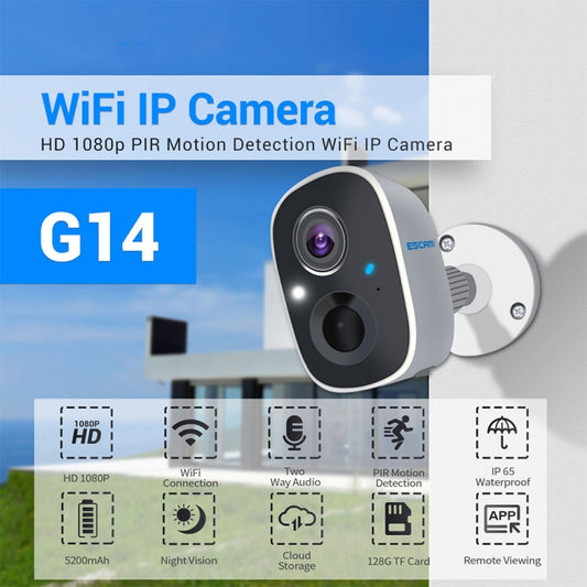 ESCAM G14 Cámara WiFi Vision Nocturna Full HD 1080P Reconocimiento AI
