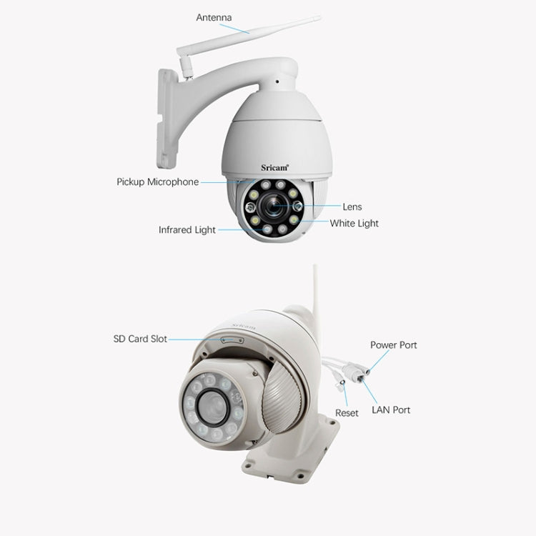 Sricam SP008C Cámara CCTV IP66 WiFi 5MP 10x Zoom Exterior