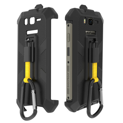 Funda para teléfono Ulefone Armor 20WT con clip trasero y mosquetón negra resistente TPU y PC