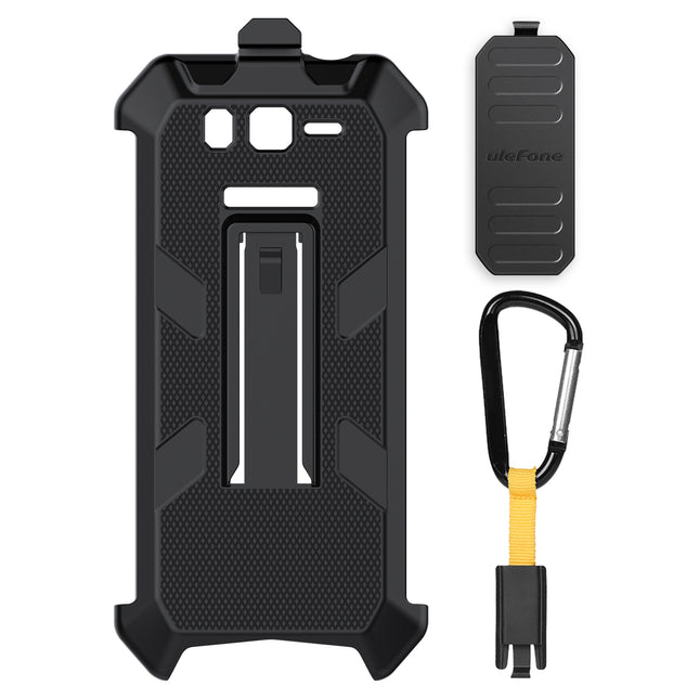 Funda para teléfono Ulefone Armor 20WT con clip trasero y mosquetón negra resistente TPU y PC