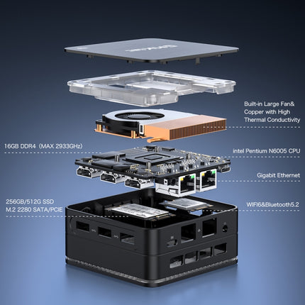 GMK KB7 Mini PC Windows 11 Pro 16GB+512GB Intel N6005 WiFi