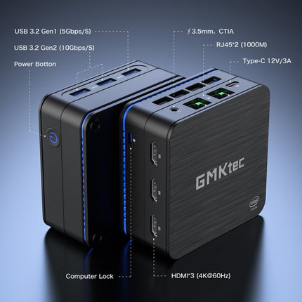 GMK KB7 Mini PC Windows 11 Pro 16GB+512GB Intel N6005 WiFi