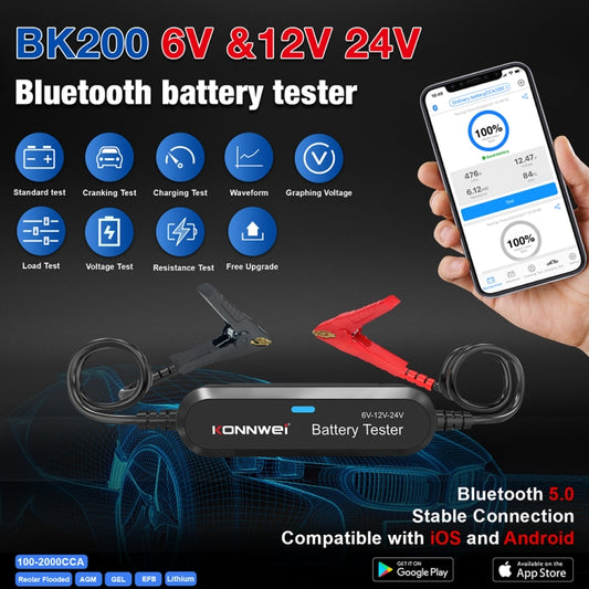KONNWEI BK200 Probador de Batería Bluetooth para Coche