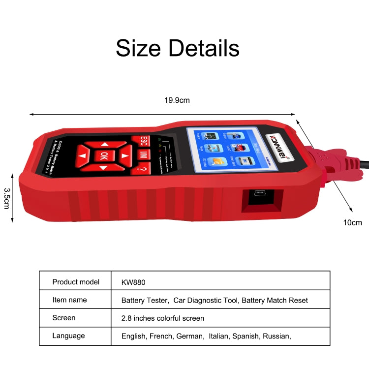 KONNWEI KW880 Escáner OBD2 3 en 1 Diagnóstico Vehicular