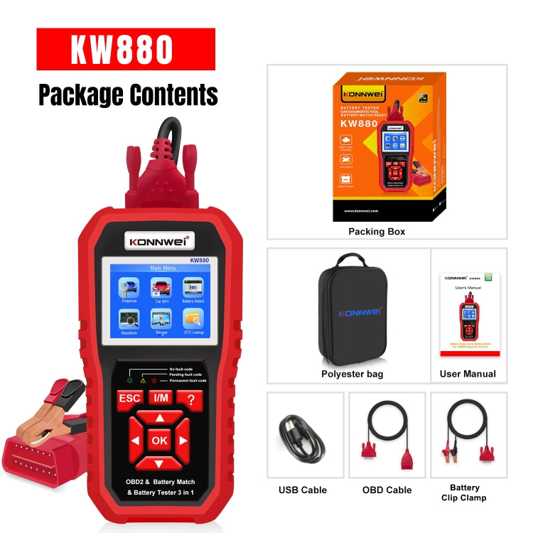 KONNWEI KW880 Escáner OBD2 3 en 1 Diagnóstico Vehicular