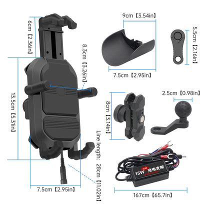 WUPP CS-1848B1 Soporte Motocicleta Teléfono Carga 15W