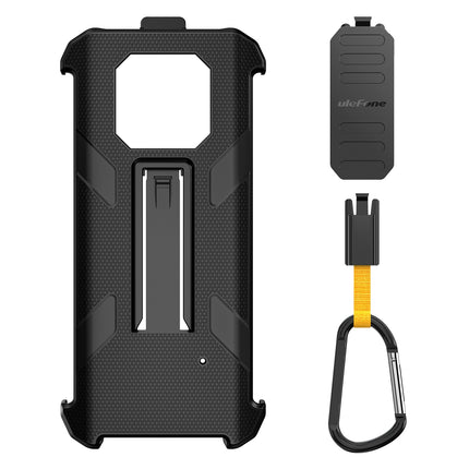 Funda para teléfono Ulefone Armor 22 con clip trasero y mosquetón negro resistente TPU y PC