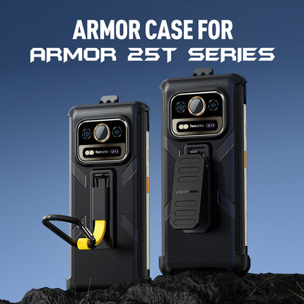 Funda para móvil Ulefone Armor 25T 25T Pro con clip trasero y mosquetón negra resistente TPU y PC