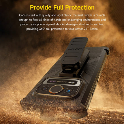 Funda para móvil Ulefone Armor 25T 25T Pro con clip trasero y mosquetón negra resistente TPU y PC