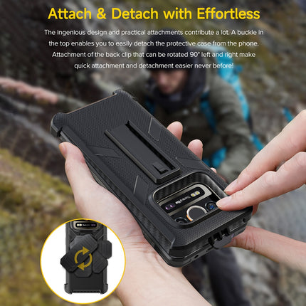 Funda para móvil Ulefone Armor 25T 25T Pro con clip trasero y mosquetón negra resistente TPU y PC