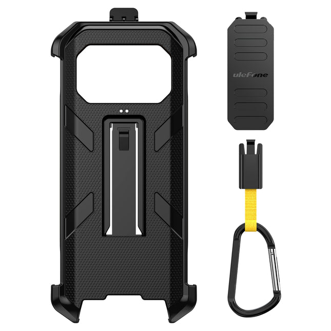 Funda Ulefone Armor 27T Pro+ con clip trasero y mosquetón negra resistente TPU PC