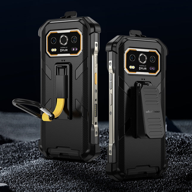 Funda Ulefone Armor 27T Pro+ con clip trasero y mosquetón negra resistente TPU PC