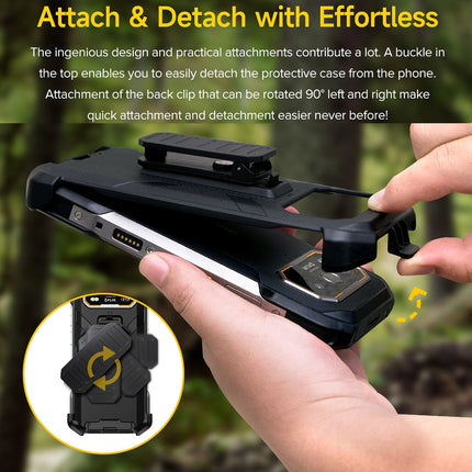 Funda Ulefone Armor 27T Pro+ con clip trasero y mosquetón negra resistente TPU PC