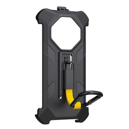 Funda para móvil Ulefone Armor X16 Pro con clip trasero y mosquetón negra resistente TPU y PC