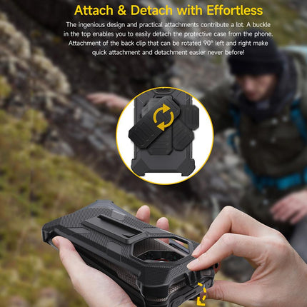 Funda para móvil Ulefone Armor X16 Pro con clip trasero y mosquetón negra resistente TPU y PC