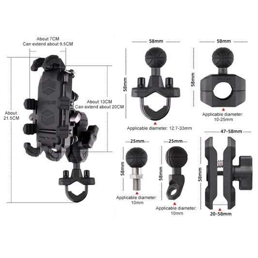 MOTOSLG Cangrejo Soporte Teléfono Motocicleta 360 Grados